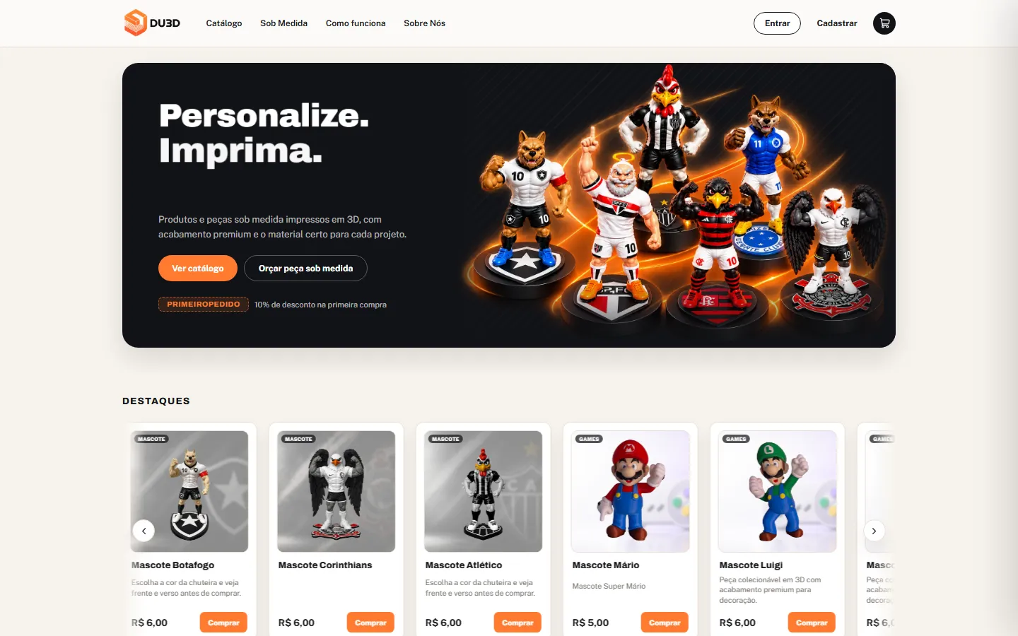 Tela inicial do site DU3D Fab